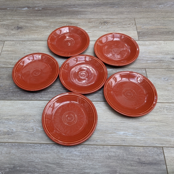 Fiestaware Dining 6 Vintage Looking Fiesta 75 Salad Plates Paprika